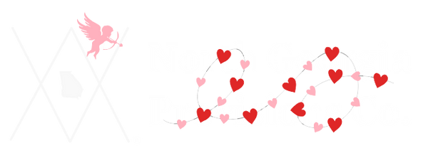 NG Provisions Co logo with a cupid and hearts for valentine's day